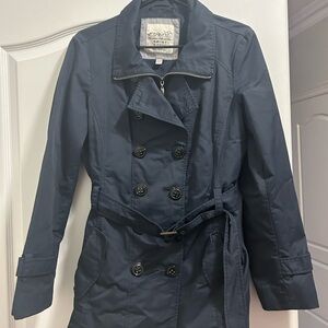 Esprit Dark Blue Double-Breasted Trench Coat